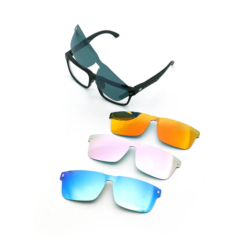 LYON Series｜Far-Infrared Magnetic Clip-On Sunglasses TF009M (Sand Black Frame)