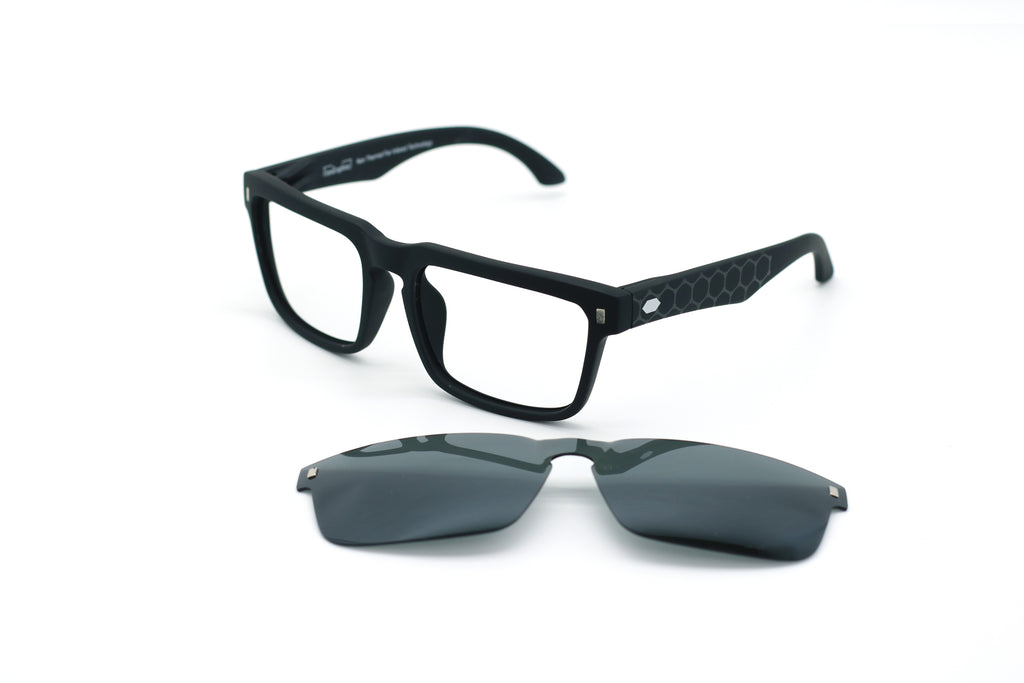 LYON Series｜Far-Infrared Magnetic Clip-On Sunglasses TF009M (Sand Black Frame)