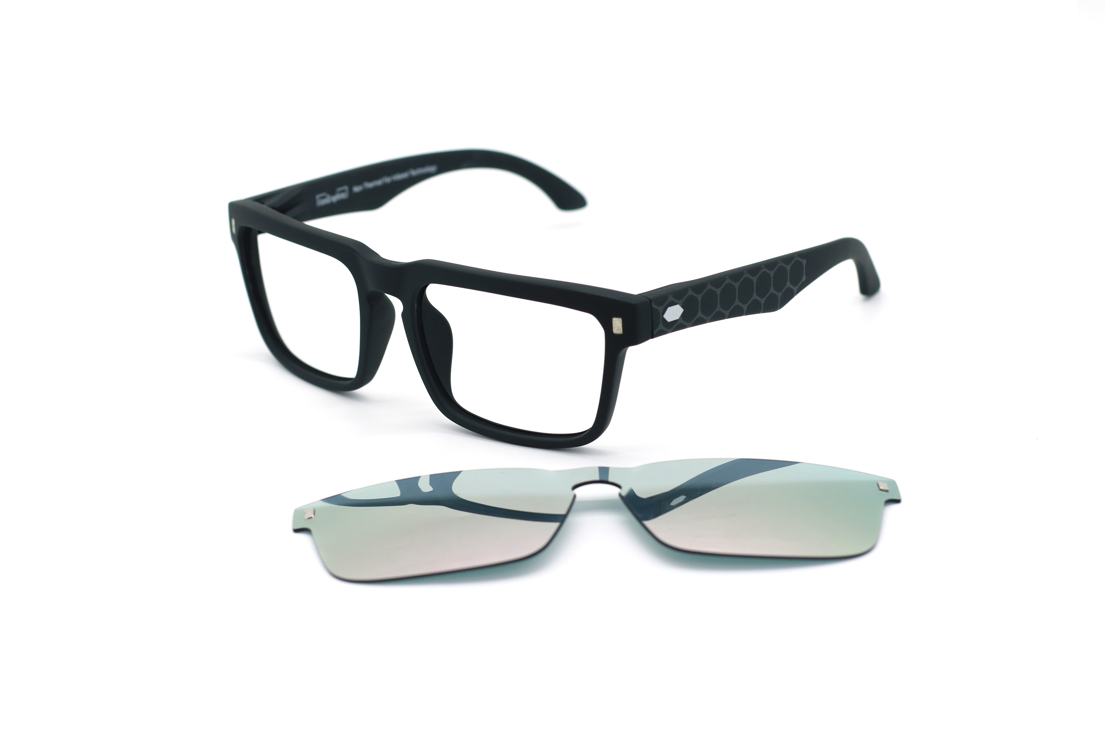 Far Infrared Magnetic Clip-on Sunglasses TF009M (Sand Black Frame)